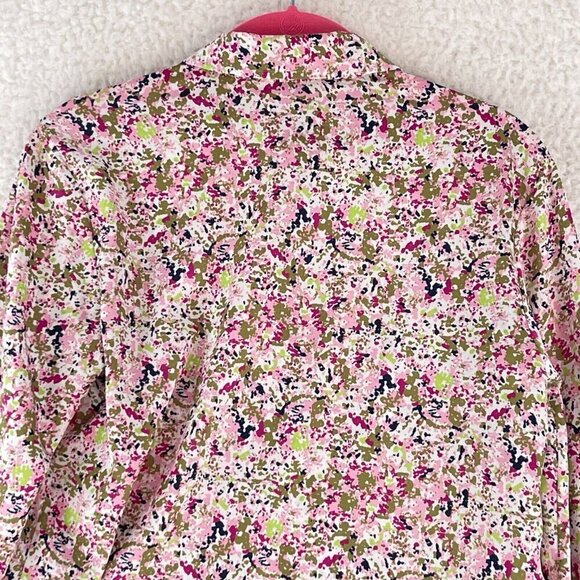 Ann Taylor Pink Floral Print Button-Up Shirt Womens Long Sleeve Collared Size 0 - Picture 12 of 13